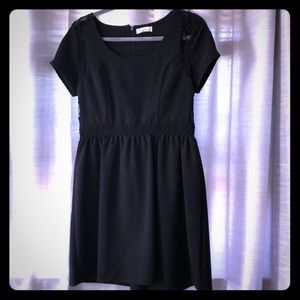 Monteau Black Dress with Lace Accent